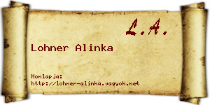 Lohner Alinka névjegykártya